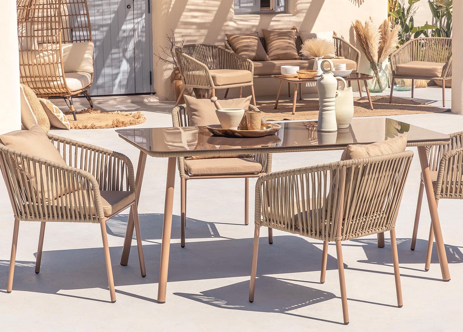 Sklum Arhiza Set Tavolo e 4 Sedie Classic Alluminio Vetro