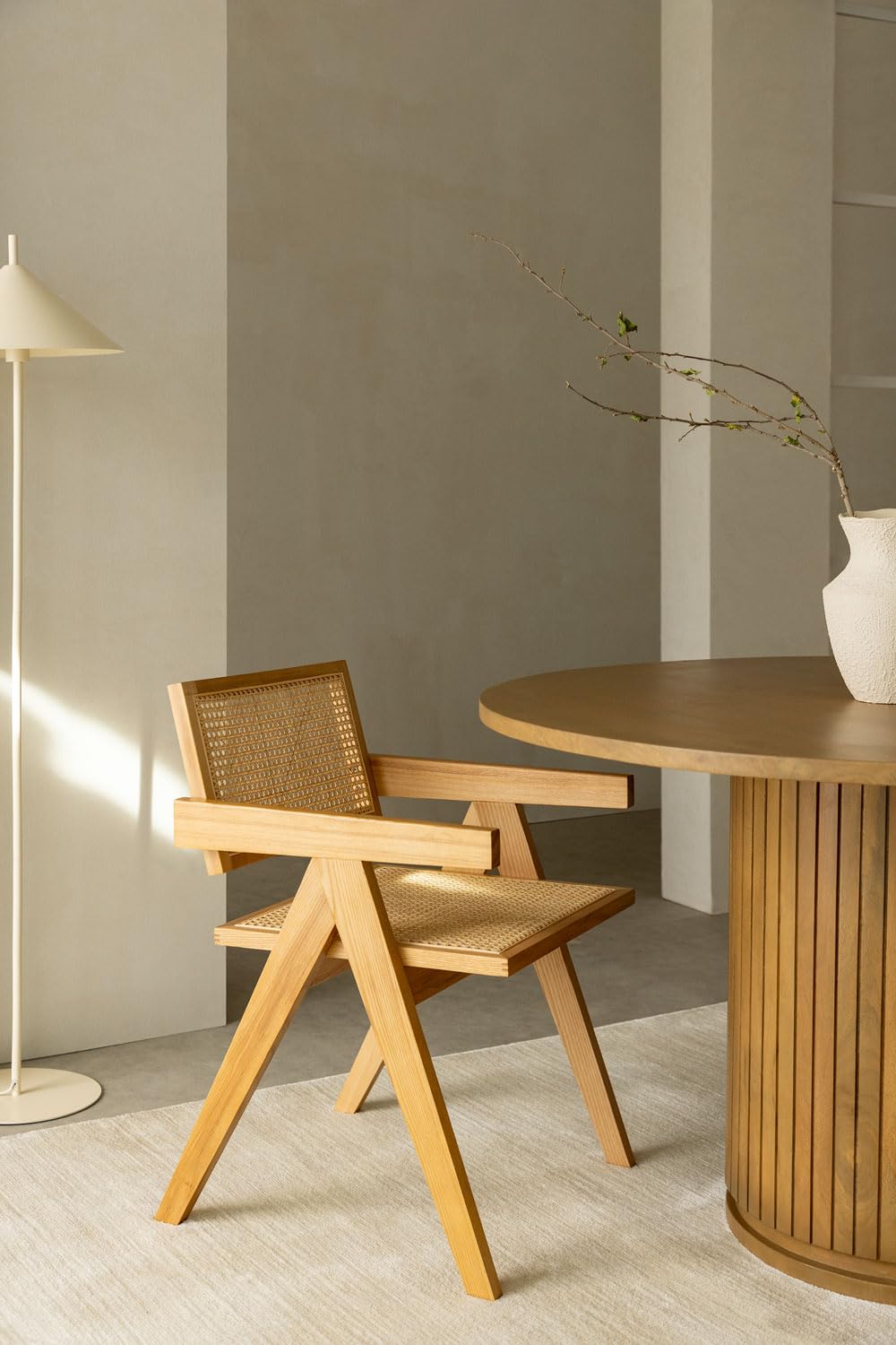 Sklum Lali sedia pranzo frassino rattan con braccioli