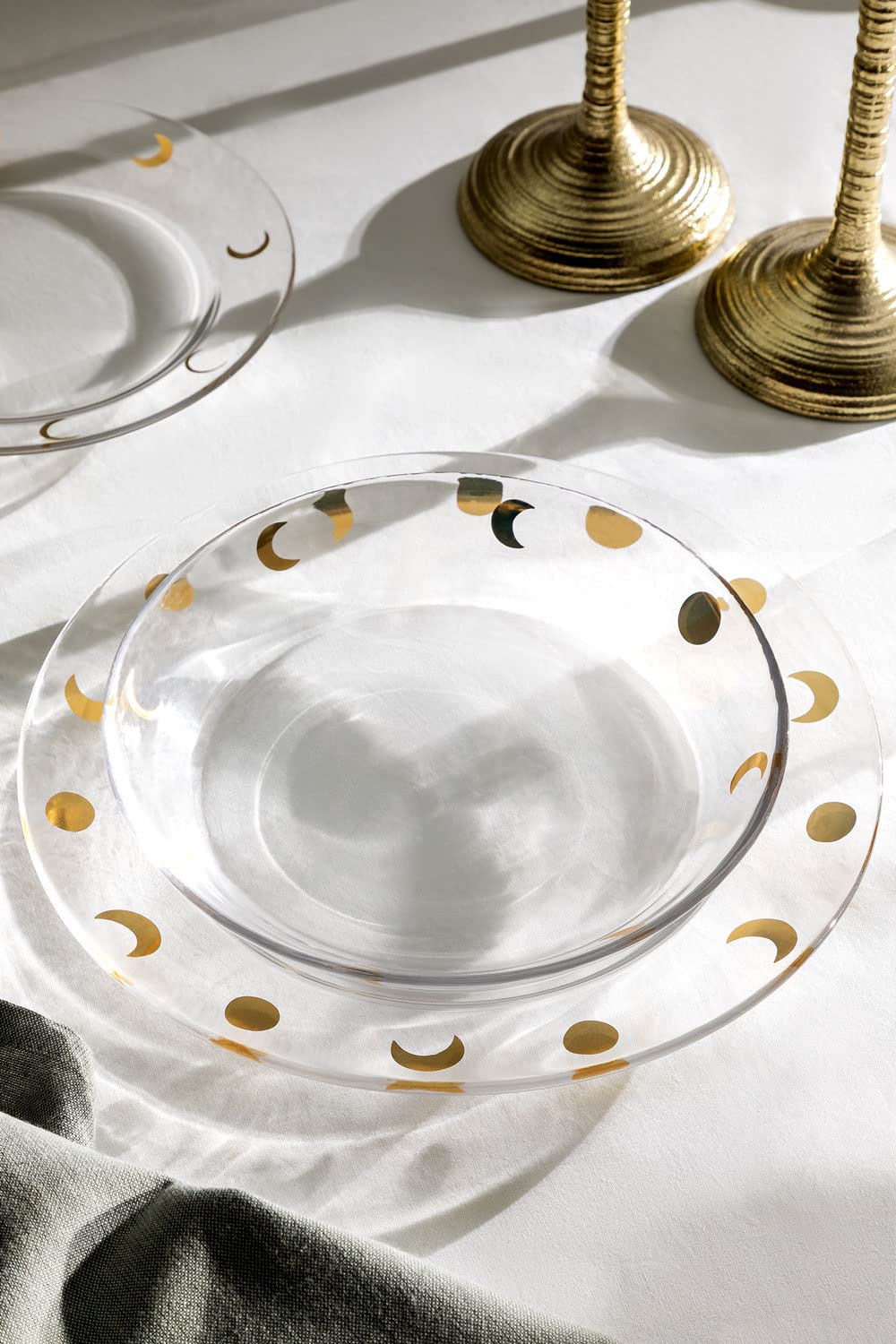 Sklum Exton Set 4 Piatti Fondi in Vetro 21,5 cm Oro