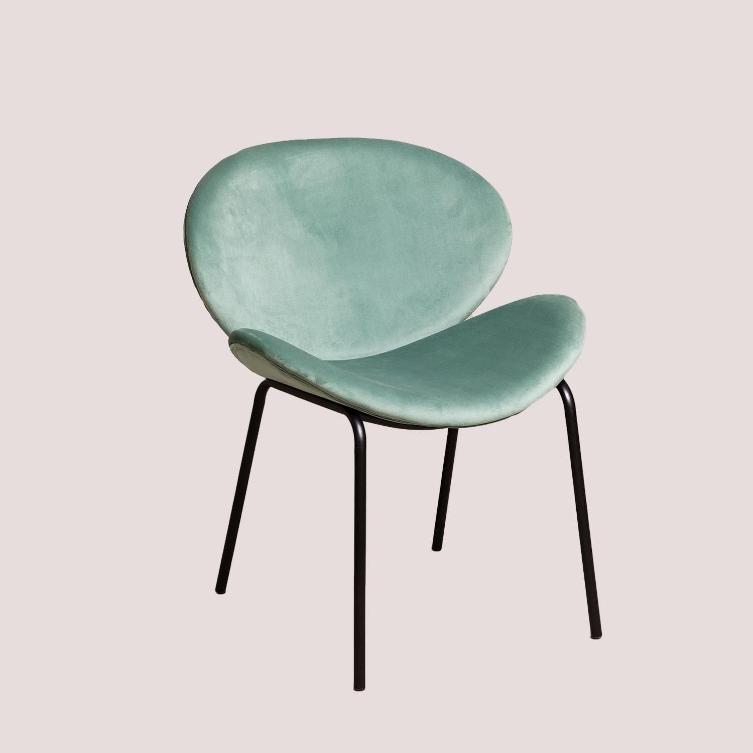 Sklum Fior sedia da pranzo velluto verde abete gambe metallo
