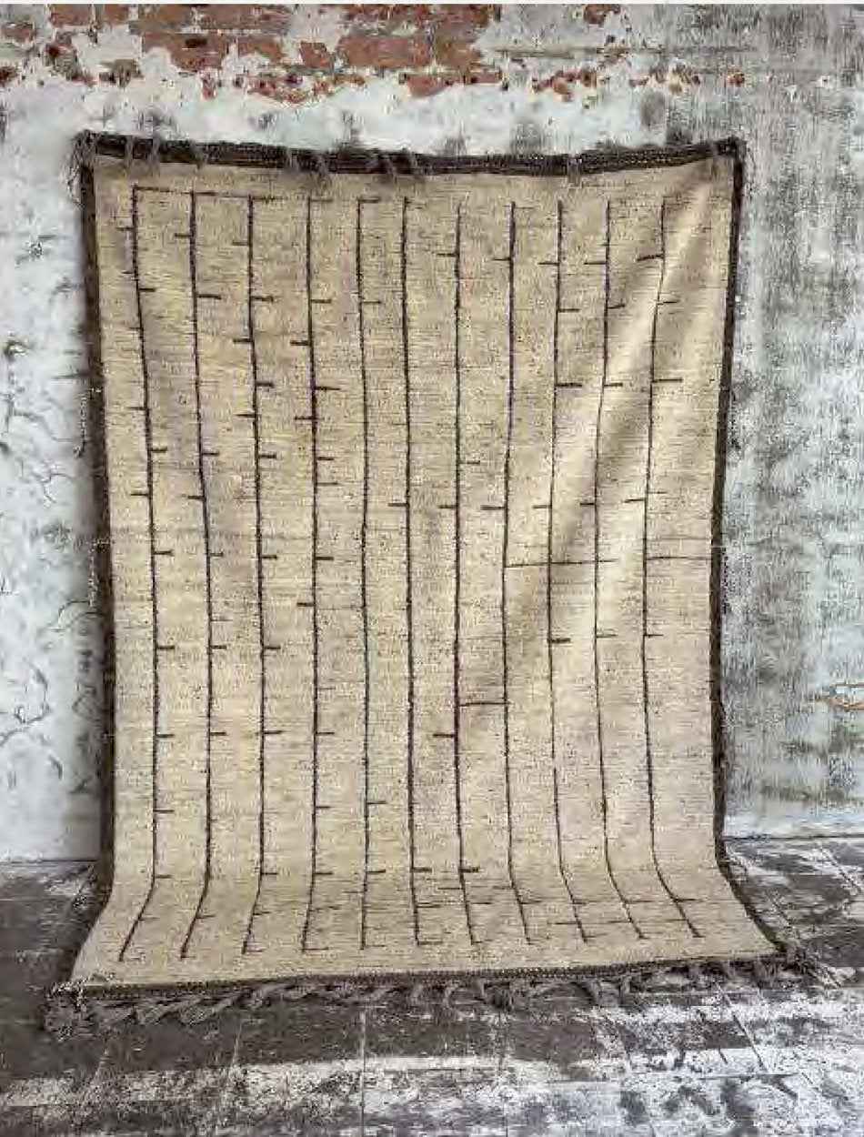 Bambua Afghan 0298 tappeto lana avorio 290x197 cm