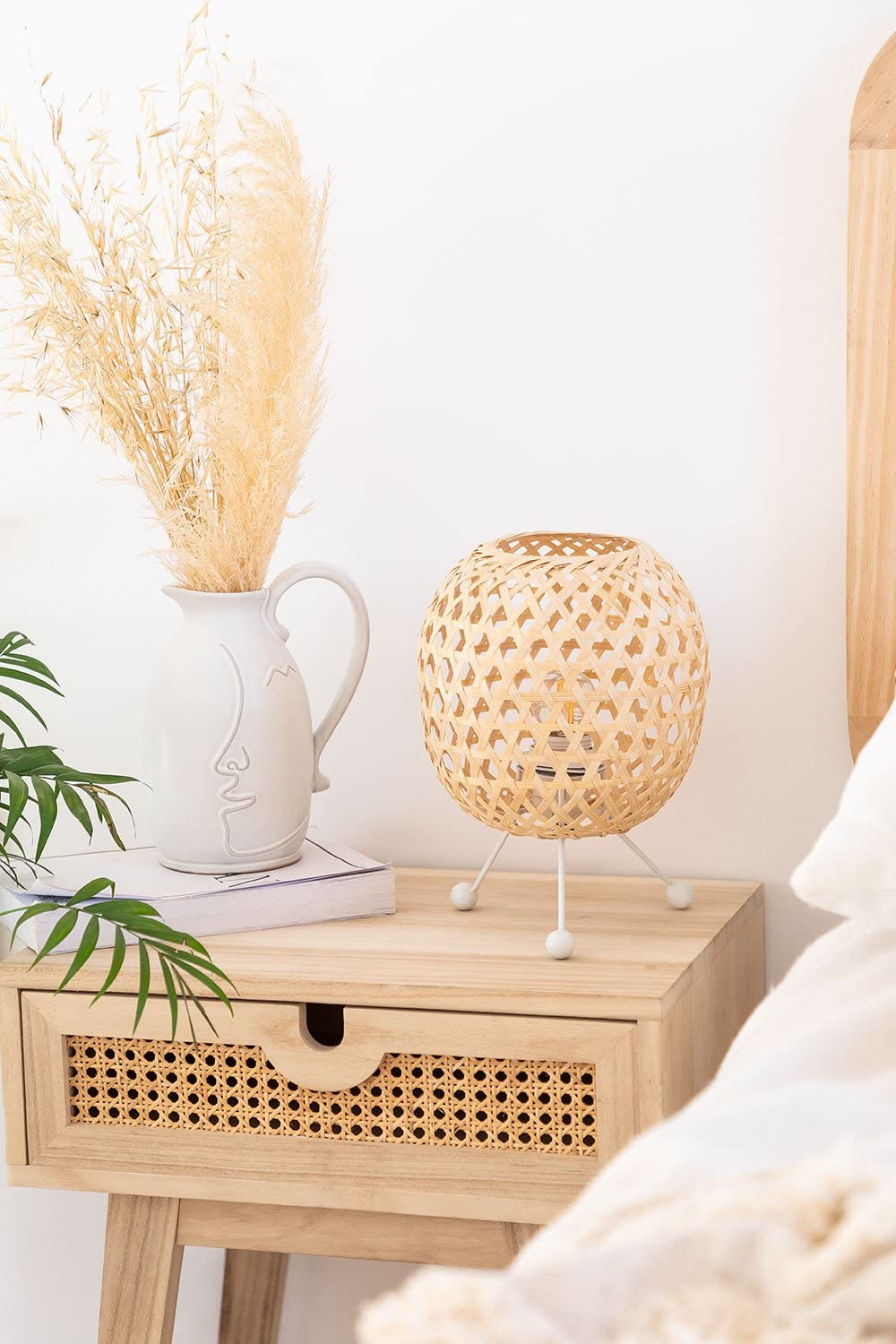 Sklum Krisal lampada da tavolo in rattan E27 Ø19 cm