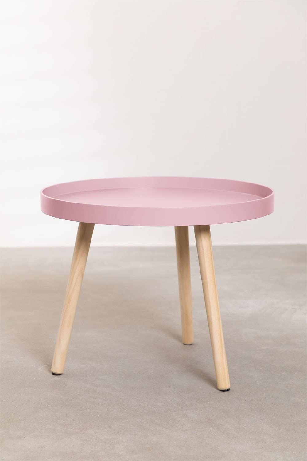 Sklum Sigma tavolino rotondo legno Ø50 rosa nocciola gambe pino