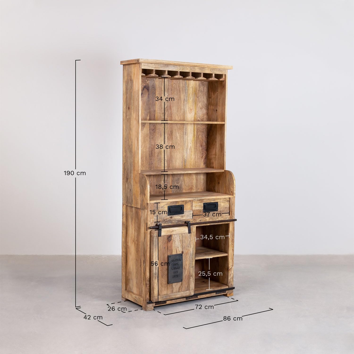 Sklum Uain Style armadio 2 cassetti legno mango