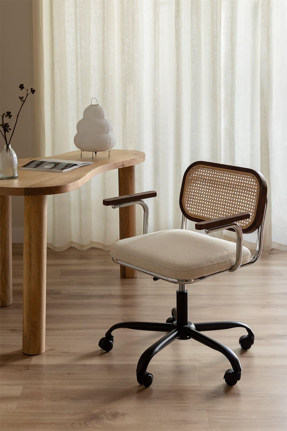 Sklum Tento Sedia da Ufficio in Ciniglia con Rattan