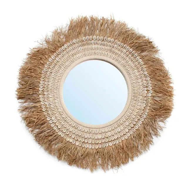 Bambua Raffia Cowrie specchio bianco naturale rafia