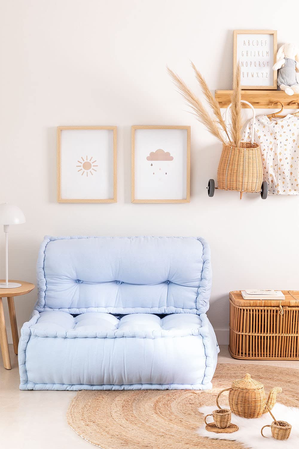 Sklum Yebel Divano Componibile in Cotone Blu Celeste