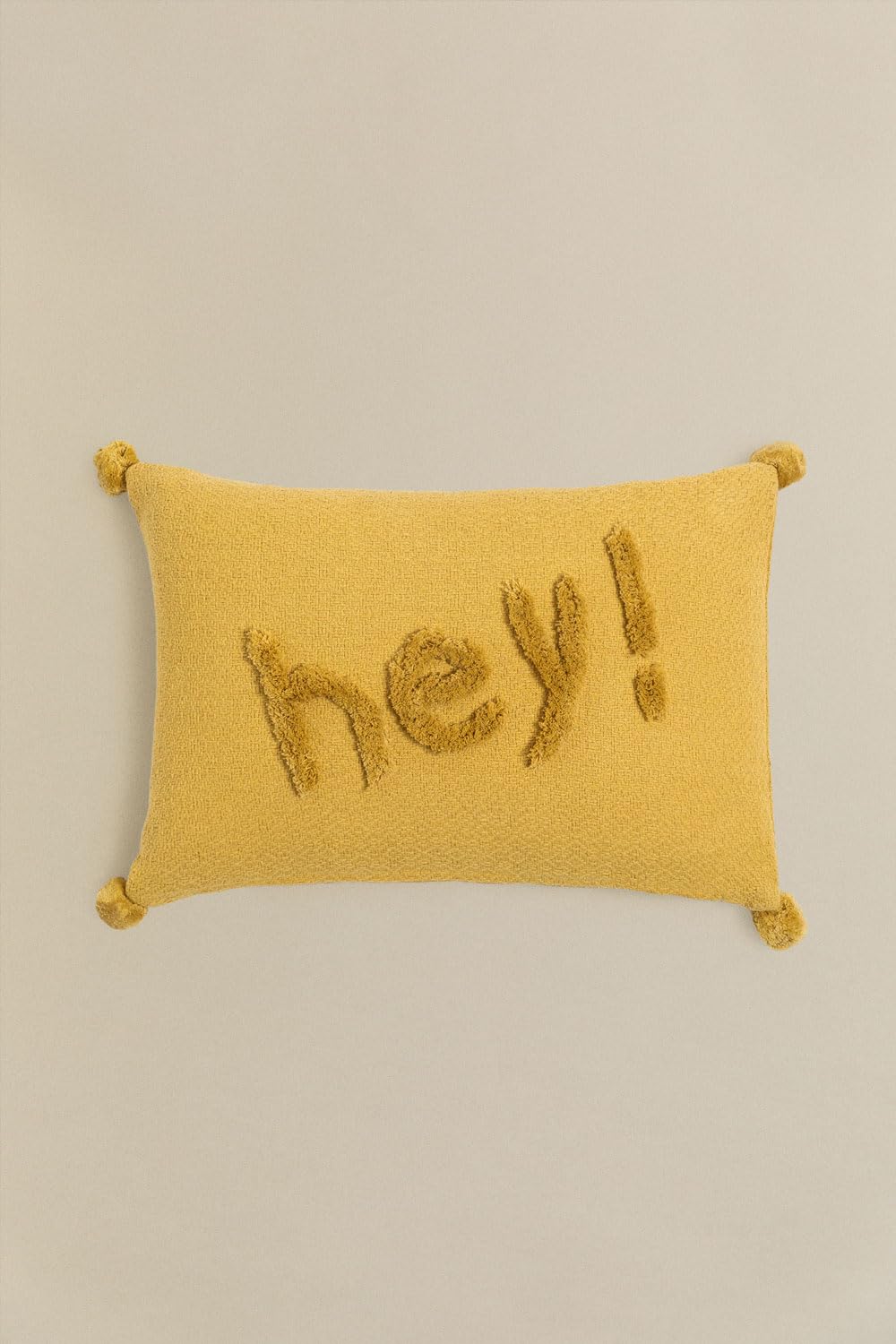 Sklum Jei cuscino in cotone 34x48 cm ricamato hey con nappe