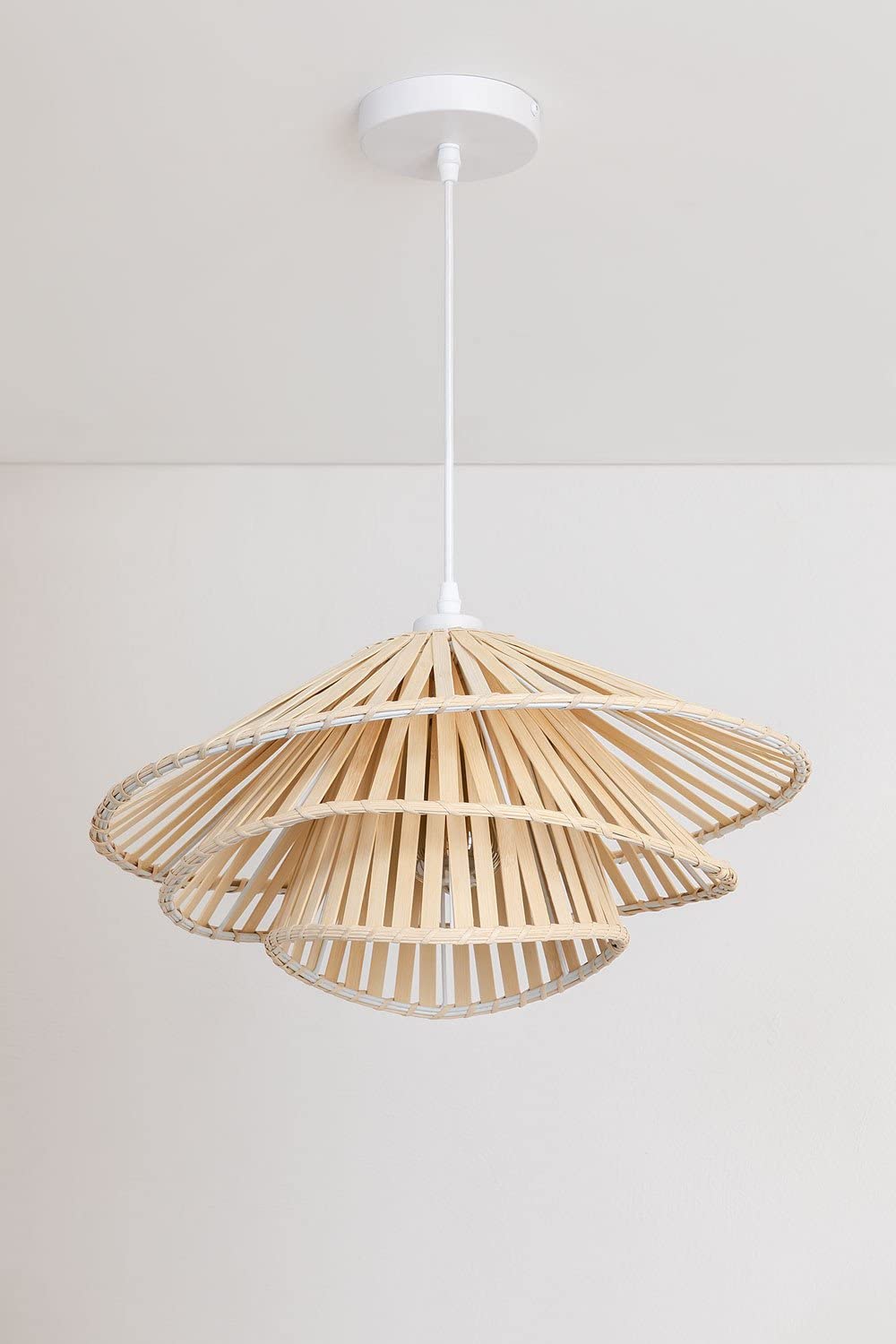 Sklum Taroucas lampadario bambù bianco Ø45 cm
