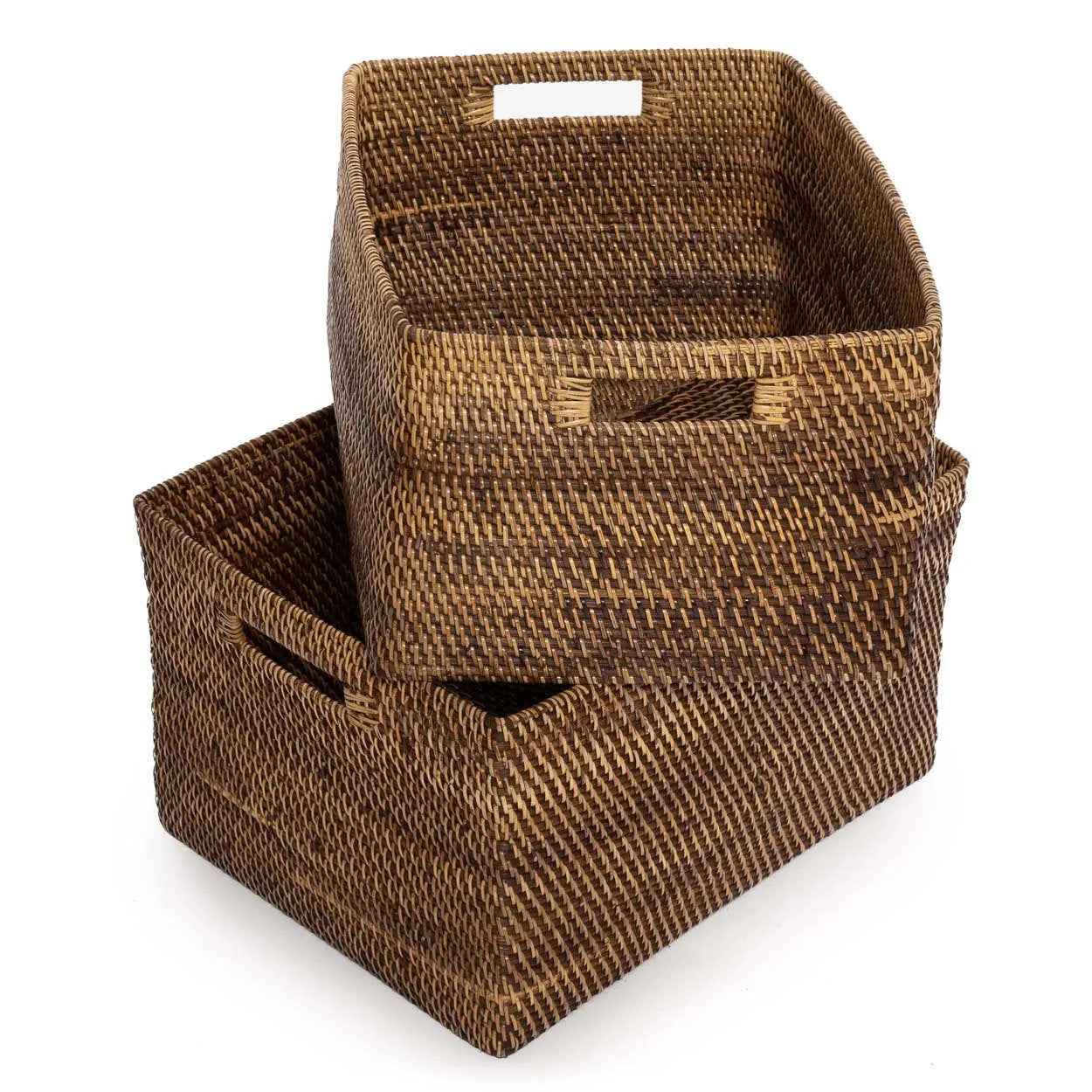 Bambua Colonial cesto portariviste rattan L marrone