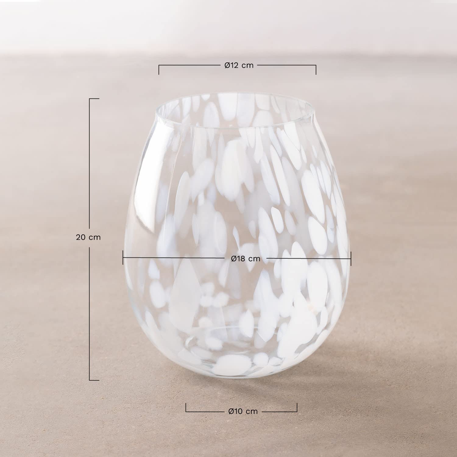 Sklum Sosan Vaso in vetro 20 cm bianco decorativo