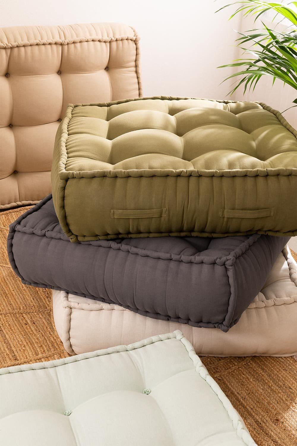 Sklum Yebel Verde Salvia pouf divano modulare cotone