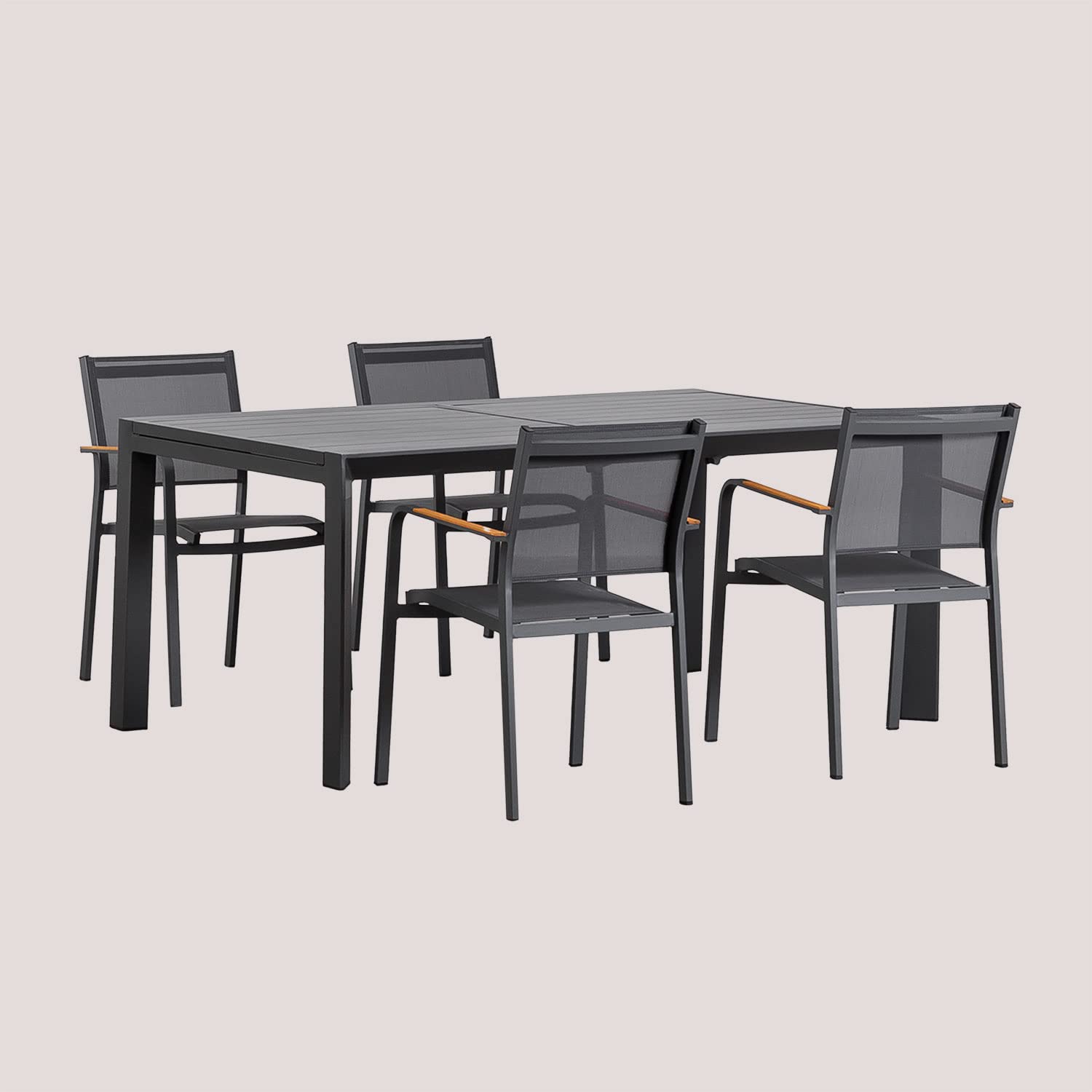 Sklum Starmi 180-240 set tavolo e 4 sedie giardino alluminio
