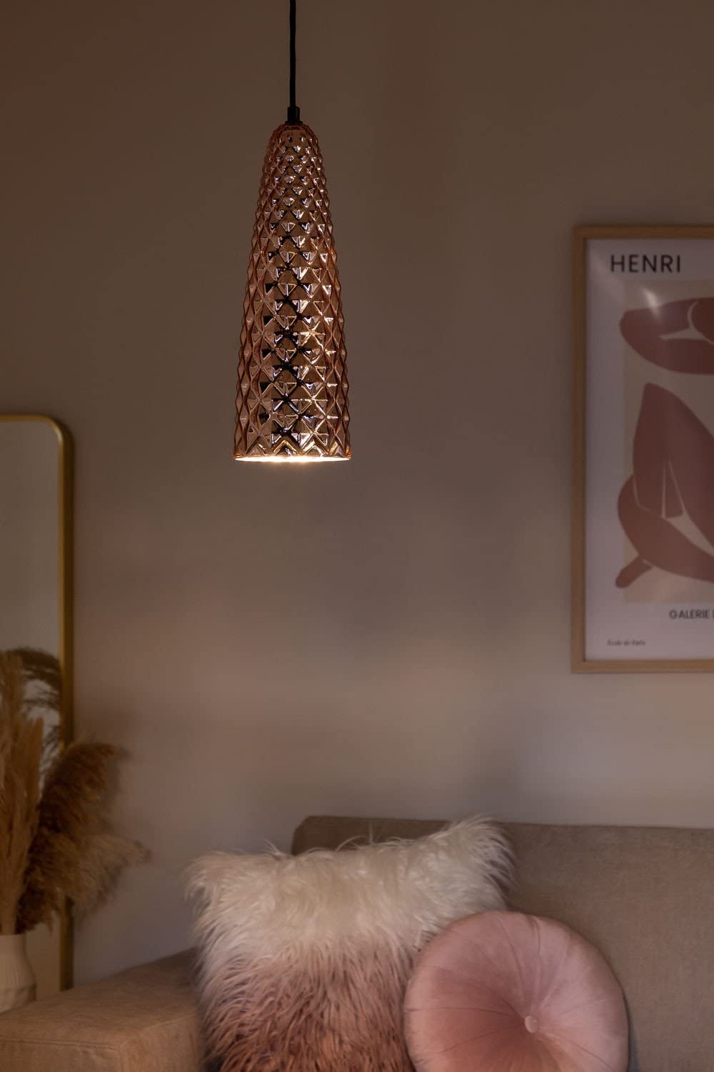Sklum Agbar lampada a sospensione oro rosa in vetro