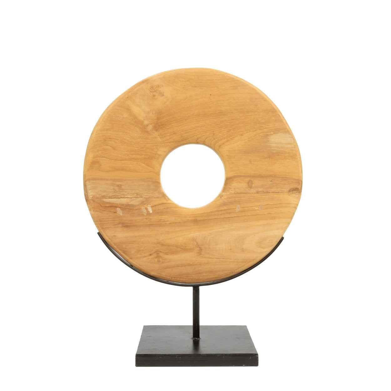 Bambua The Teak Disc on Stand M scultura legno massello