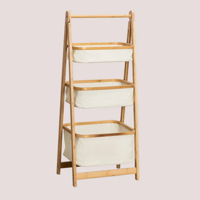 Sklum Yvet scaffale bambù bianco 3 cesti 108 cm