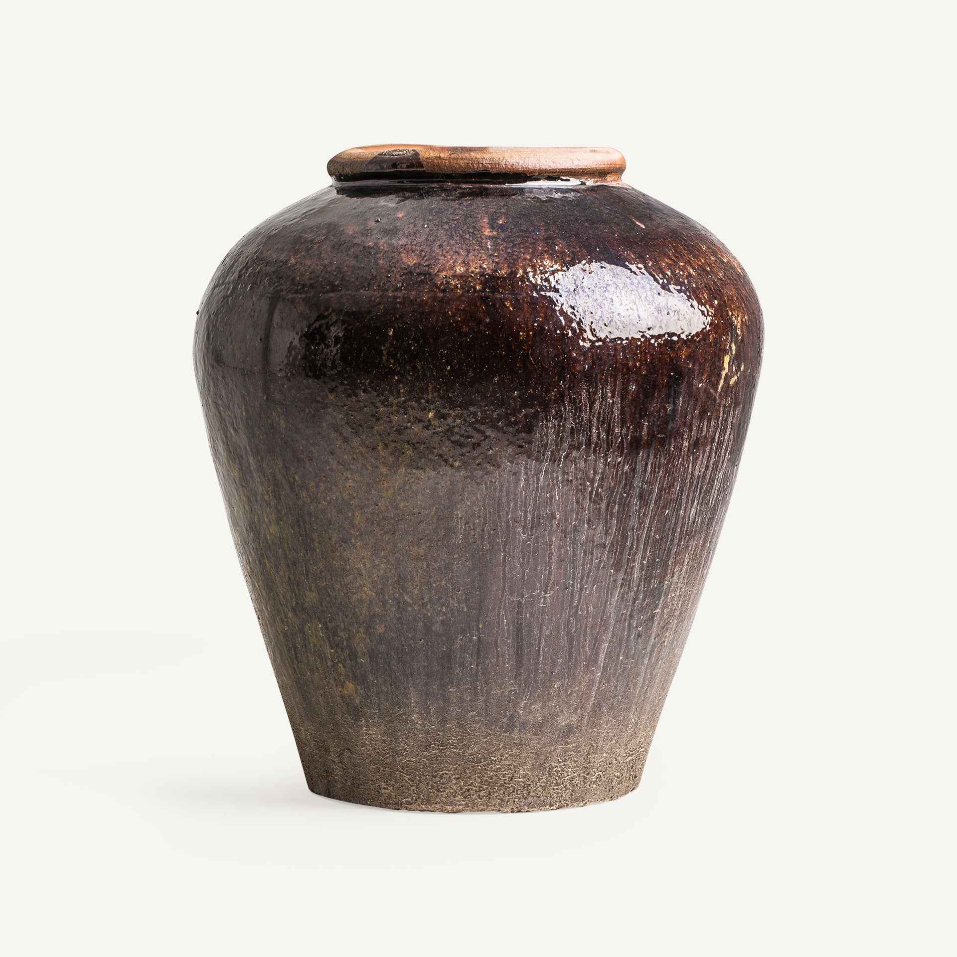 Bambua Lappe vaso in ceramica marrone con coperchio