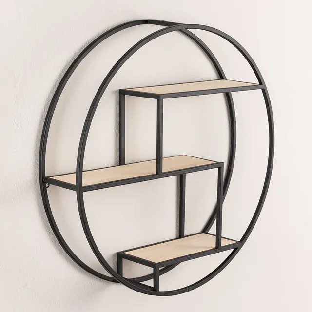 Sklum Kafren scaffale a parete Ø60 cm in legno e ferro