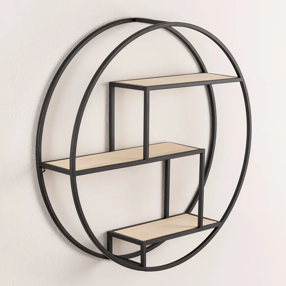 Sklum Kafren scaffale a parete Ø60 cm in legno e ferro