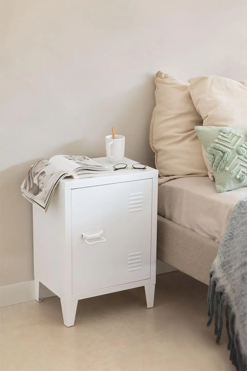 Sklum Pohpli comodino acciaio bianco 40 cm