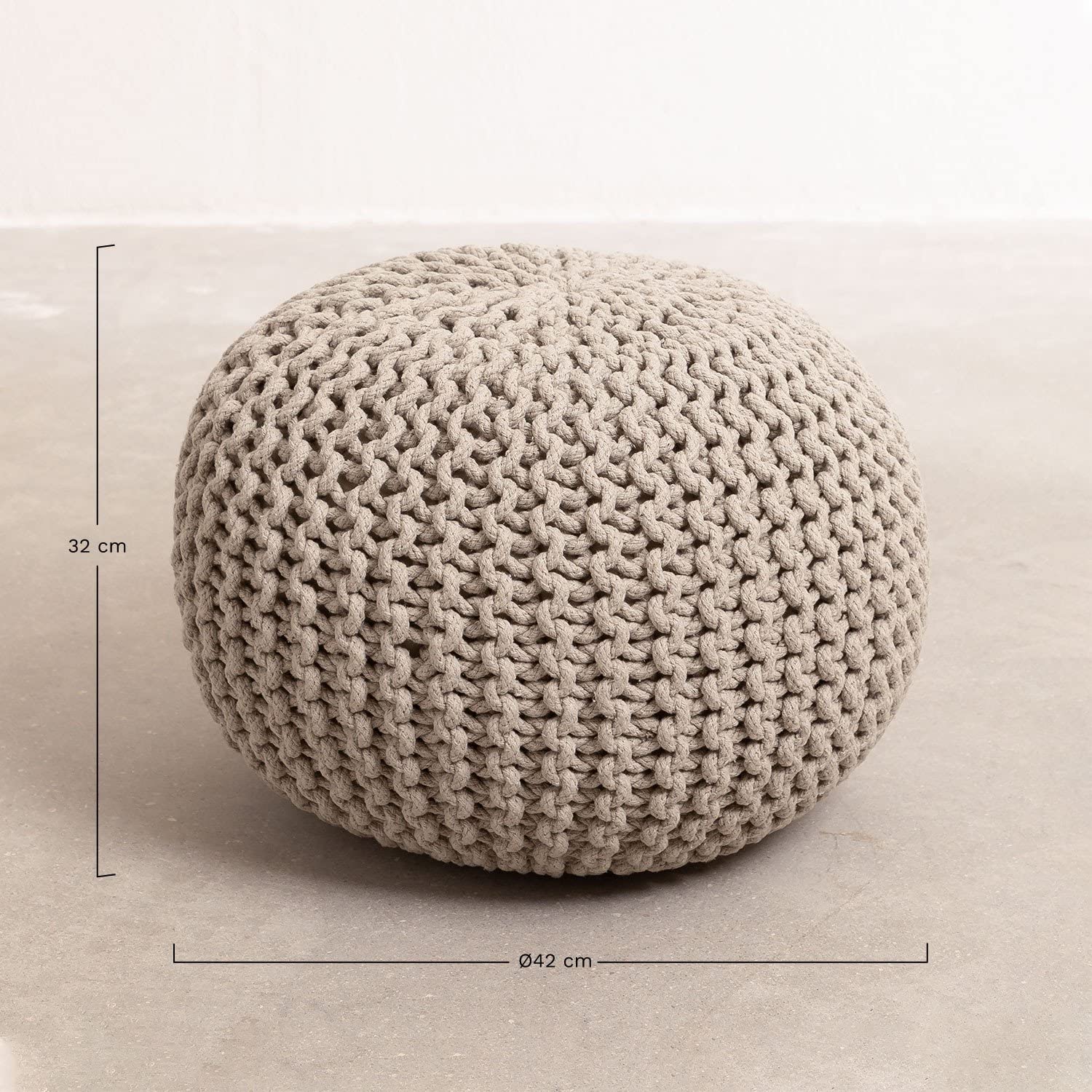 Sklum Greicy pouf rotondo cotone grigio talpa Ø42