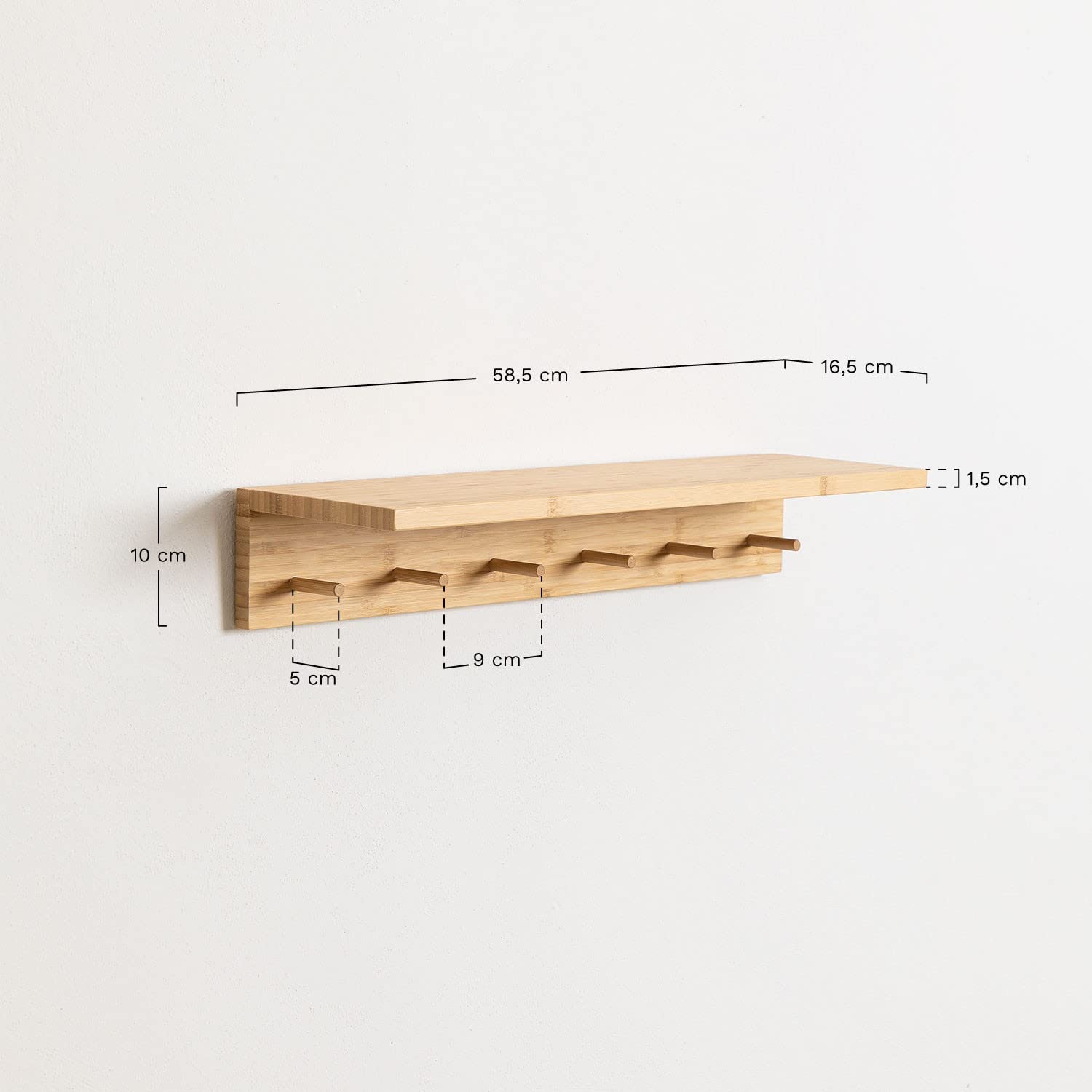 Sklum Gari appendiabiti da parete in bambù 58,5 cm