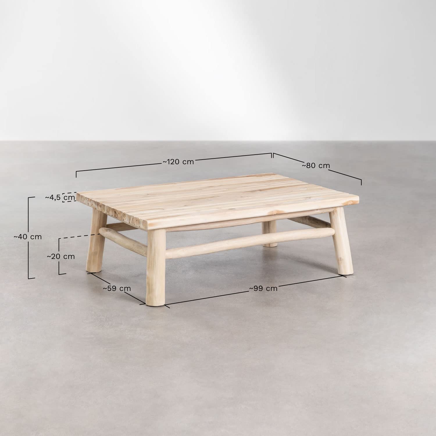 Sklum Narel tavolino giardino teak 120x80 cm