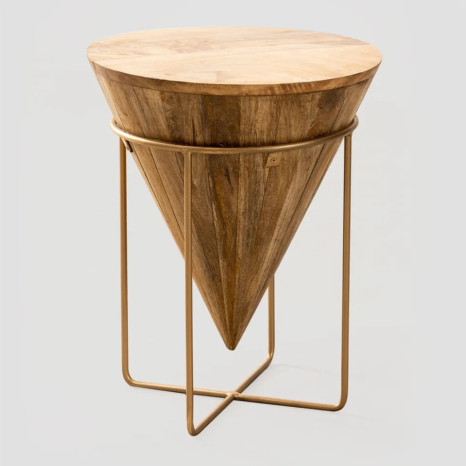 Sklum Piram Style Tavolino Rotondo D40 cm Legno Mango