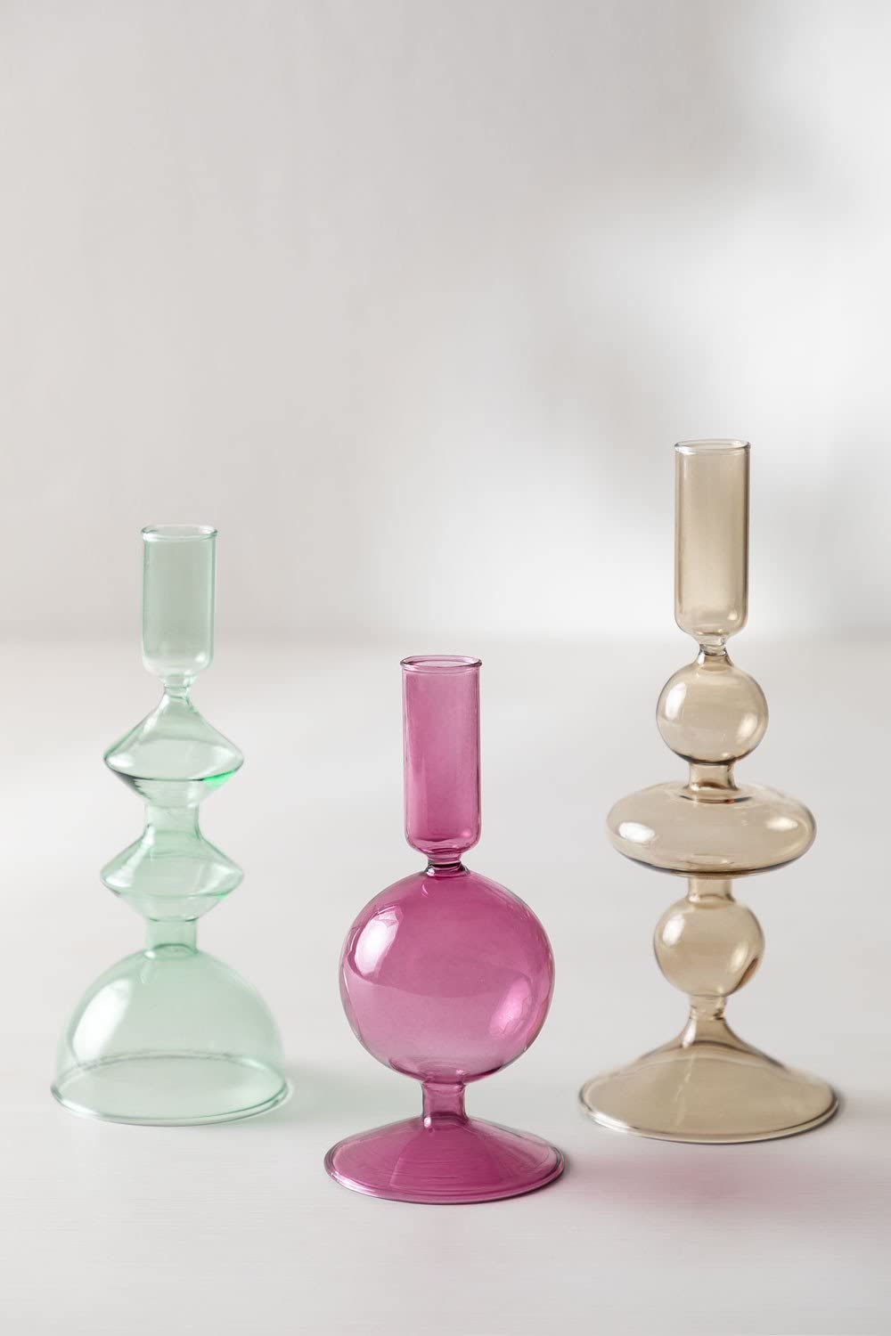 Sklum Nalyna set 3 candelabri in vetro geometrico