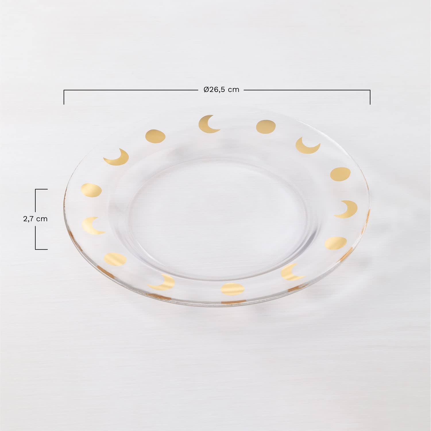 Sklum Exton set 4 piatti piani in vetro oro
