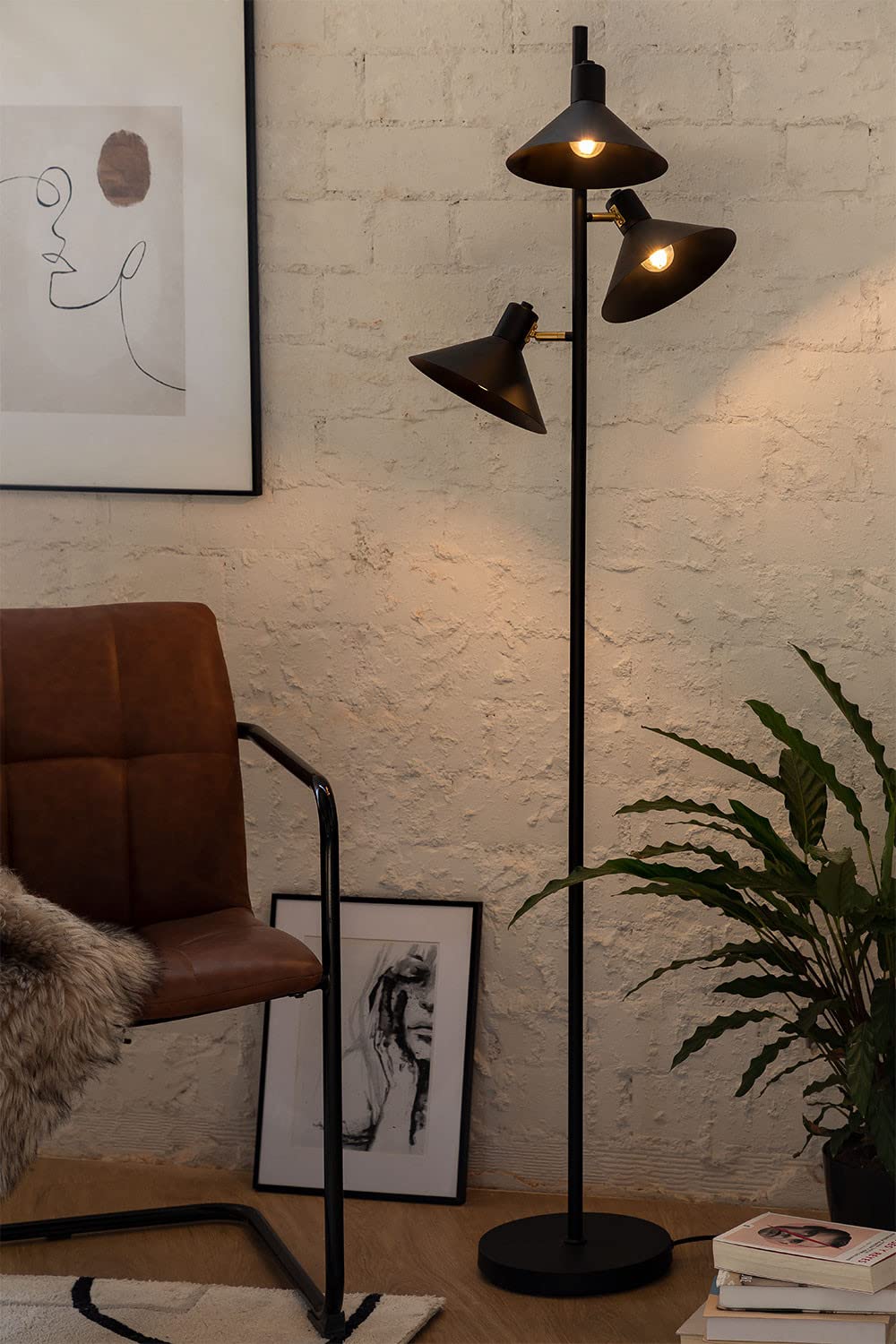Sklum Maurice piantana ferro nero 160 cm 3 luci