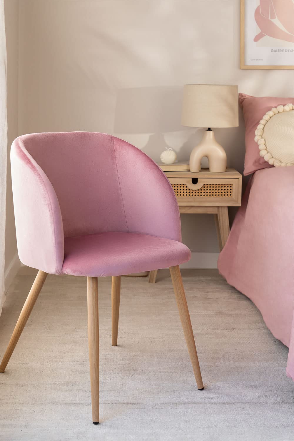 Sklum Kana sedie velluto con braccioli peonia 4 pezzi
