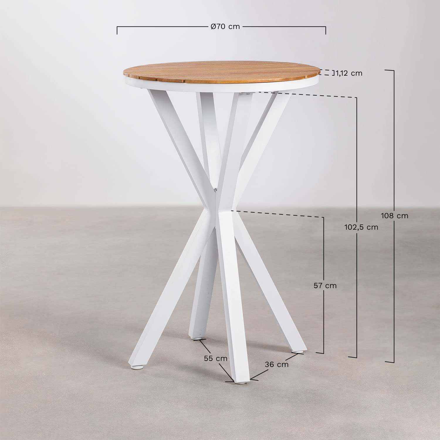 Sklum Archer tavolo bar alto tondo bianco Ø70 cm legno