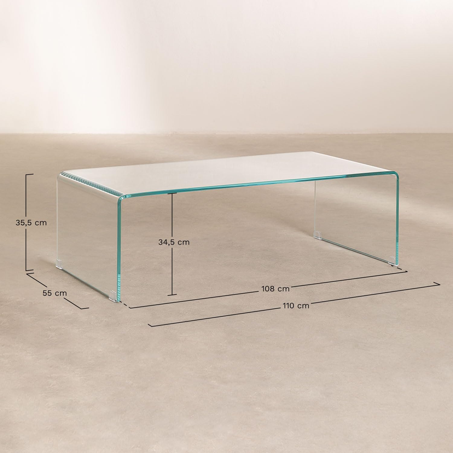 Sklum Criss tavolino vetro trasparente 110x55 cm