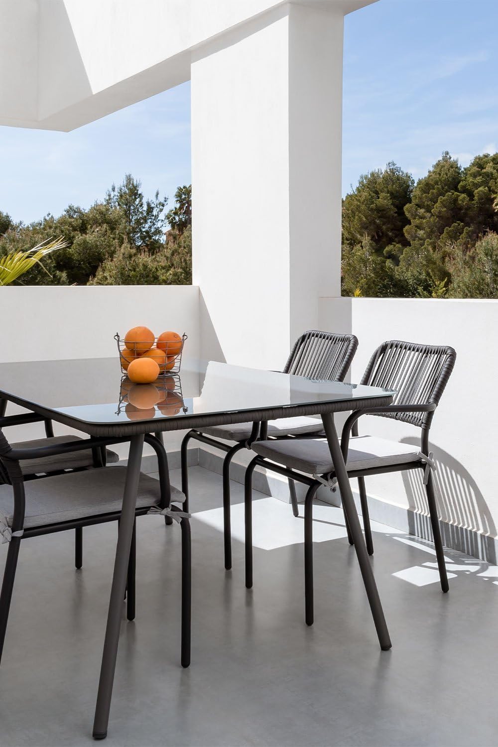 Sklum Arhiza Style set giardino 5 pezzi grigio scuro vetro