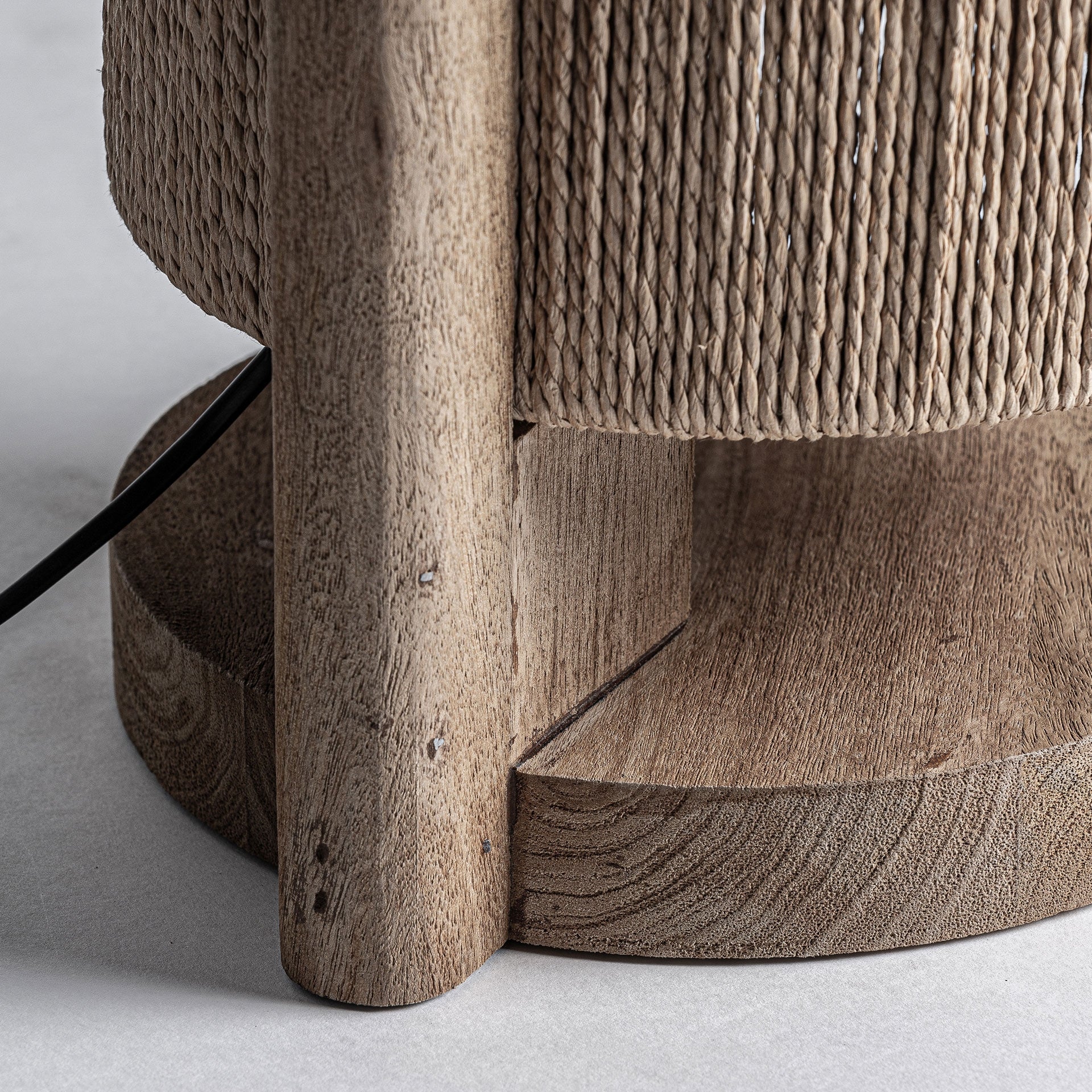 Bambua Jacquard Lampada da Tavolo in Legno e Rafia