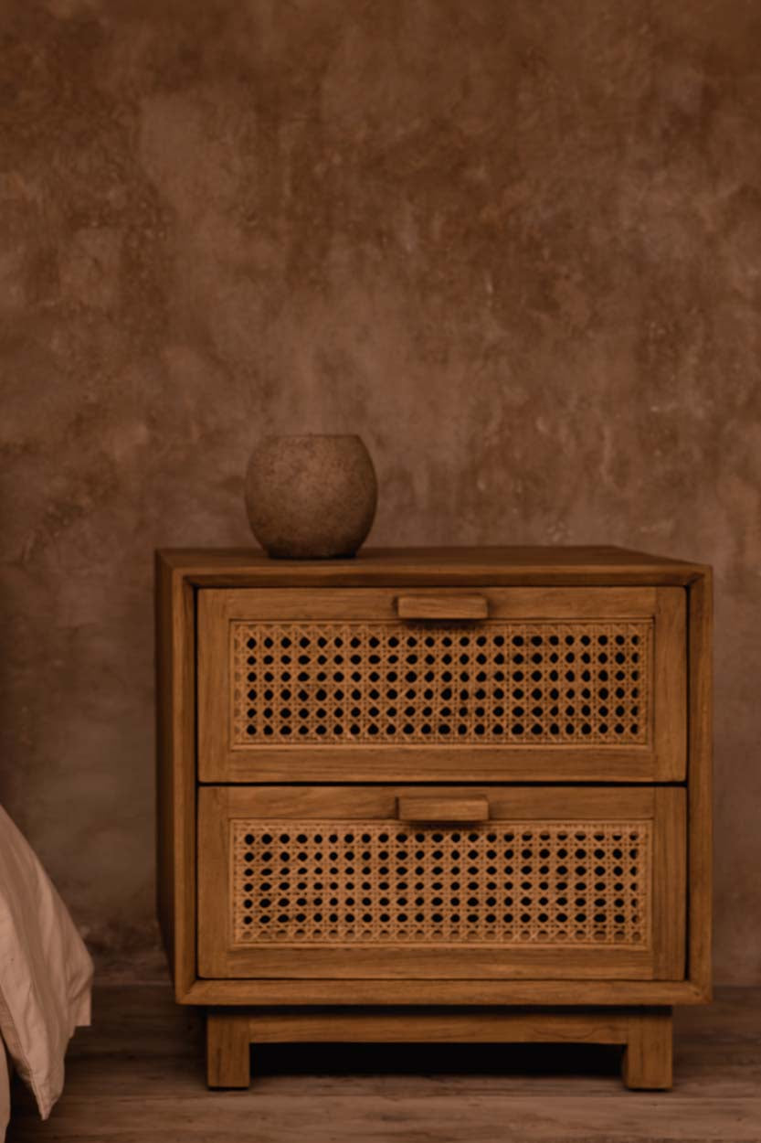 Bambua Harmony comodino naturale teak e rattan