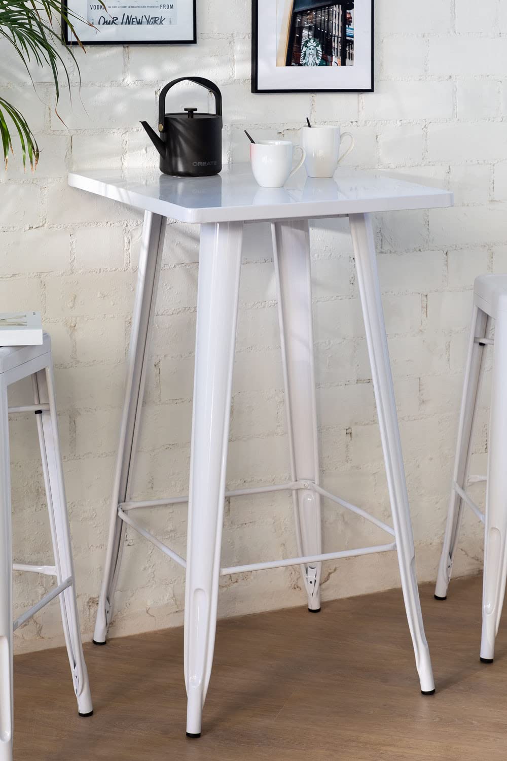Sklum LIX tavolo alto in acciaio bianco 60x60