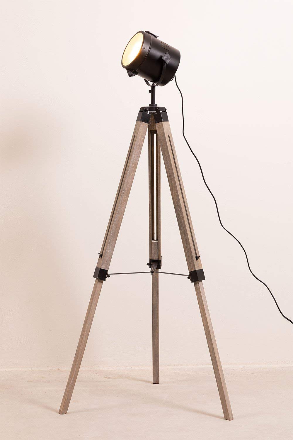 Sklum Zousc lampada da terra nero naturale in legno