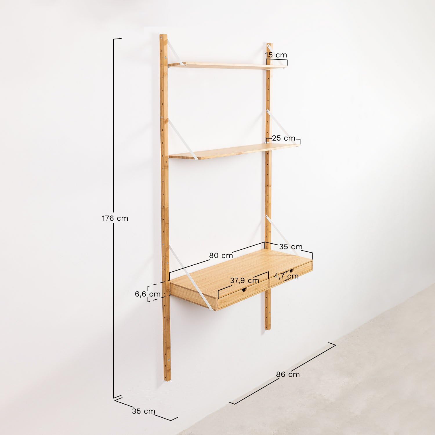Sklum Kolex scaffale parete modulare bambù