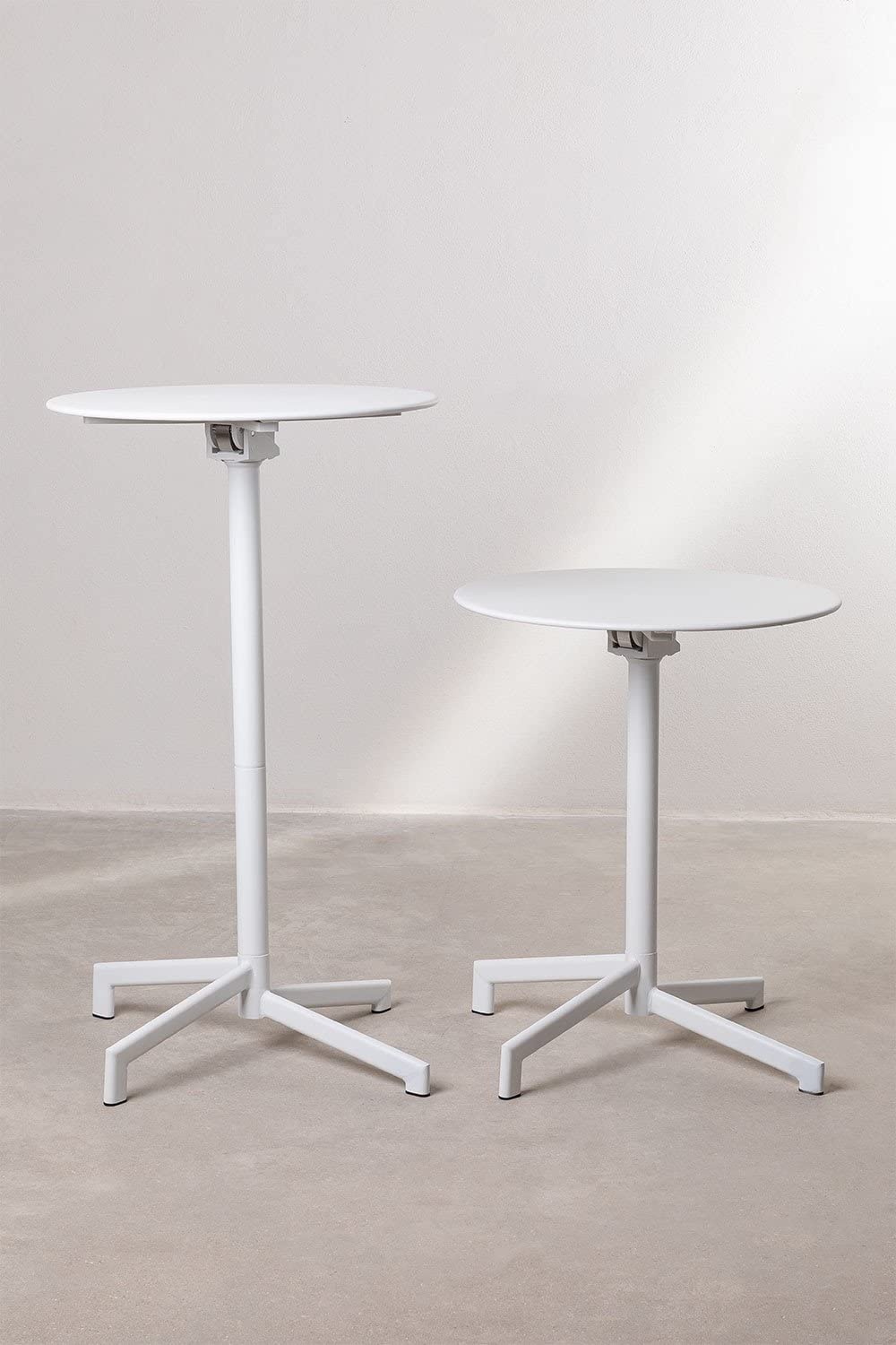 Sklum Dely tavolo bar pieghevole acciaio bianco Ø59,5 cm