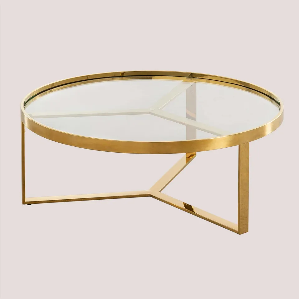 Sklum Amelia Tavolino Vetro Ø90 cm Dorato