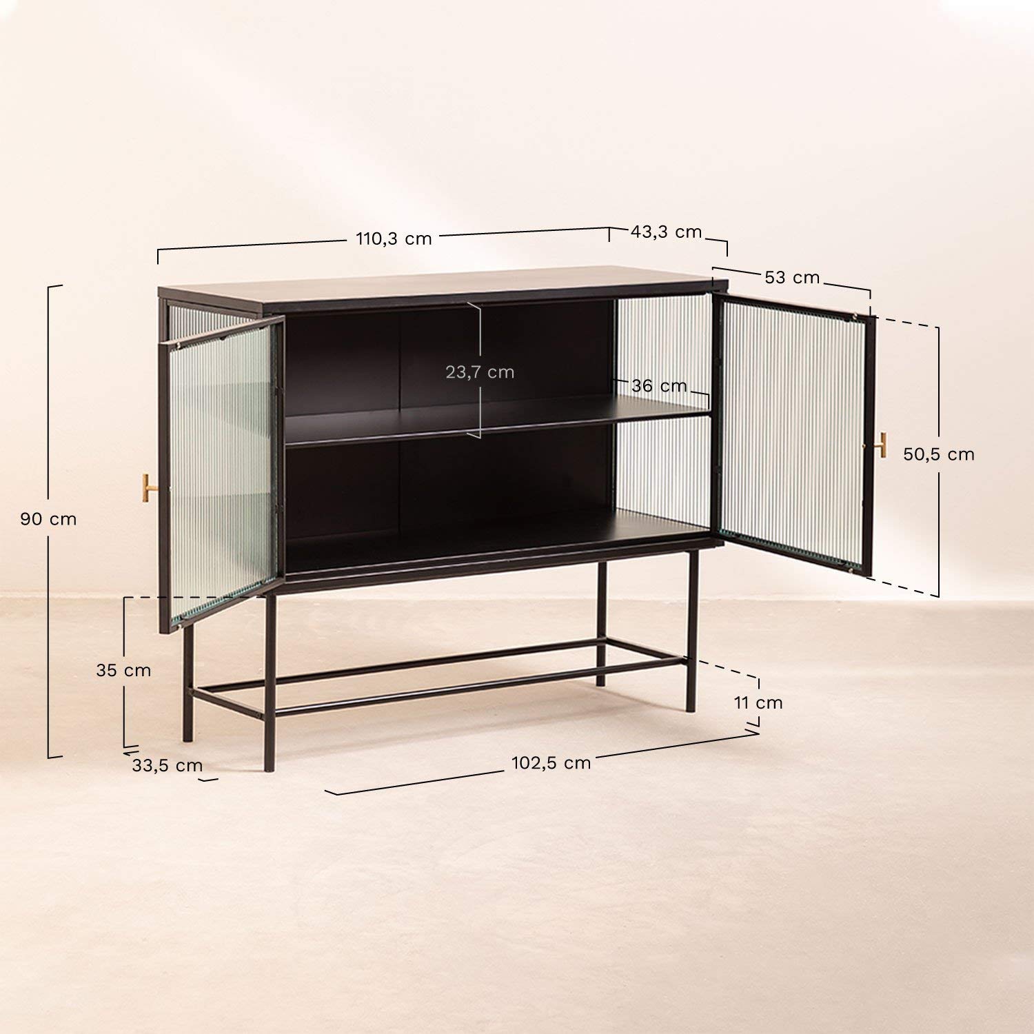 Sklum Verticale madia metallo vetro nera 110 cm