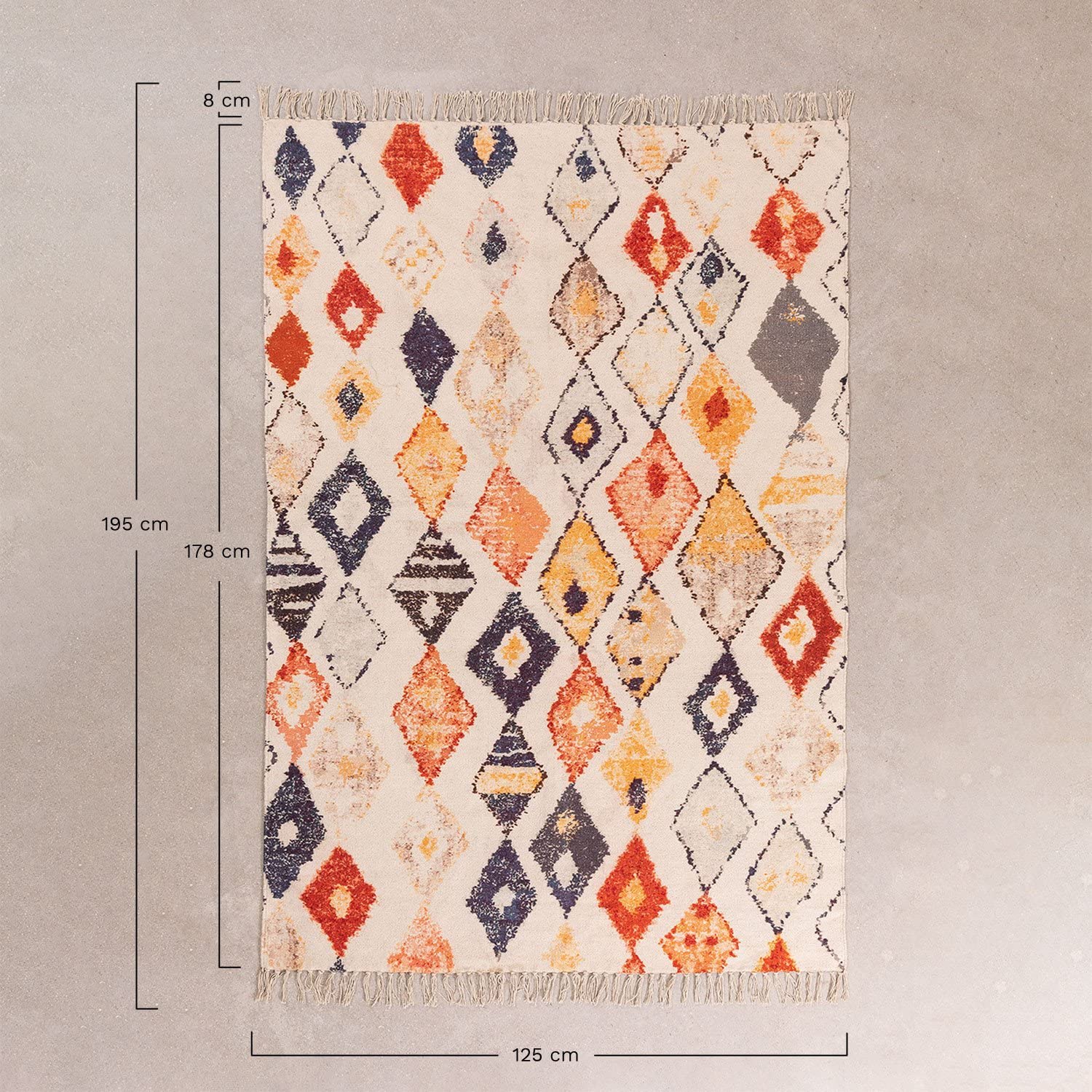 Sklum Yuga Ethnic Colors tappeto in cotone 195x125 cm