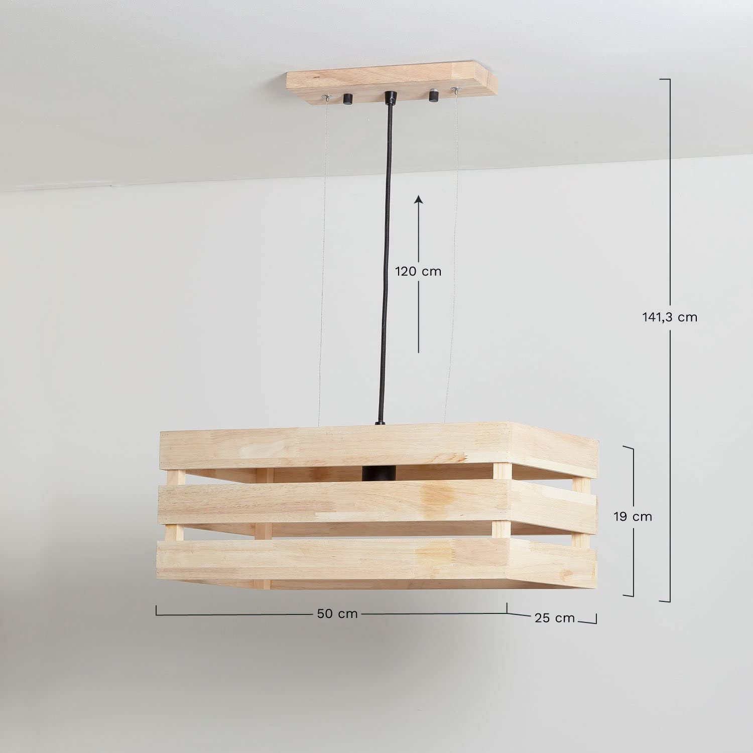 Sklum Kaixa Lampada da Soffitto Legno Naturale 50 cm