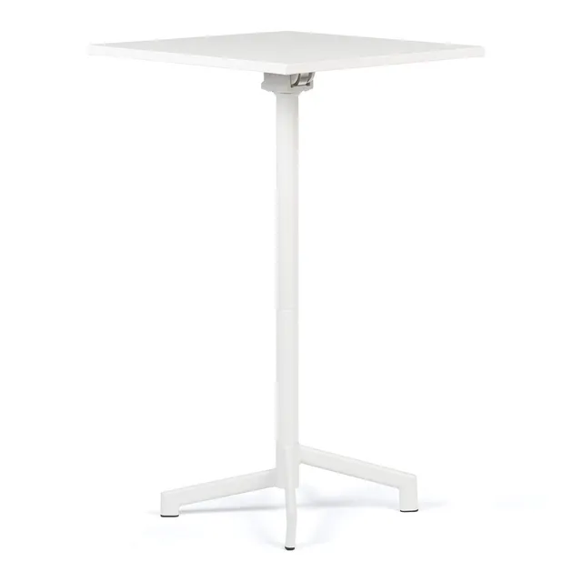 Sklum Dely Tavolo Bar Pieghevole 60x60 cm Bianco in Acciaio