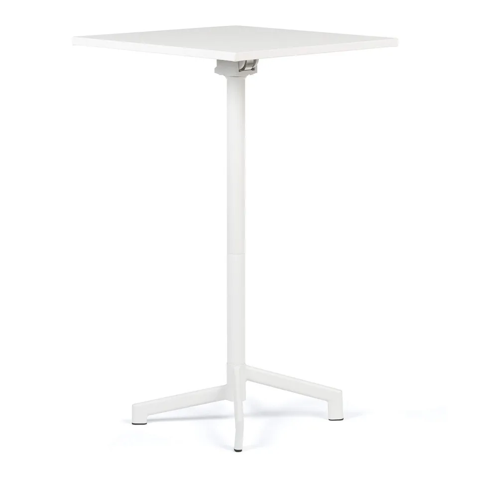 Sklum Dely Tavolo Bar Pieghevole 60x60 cm Bianco in Acciaio