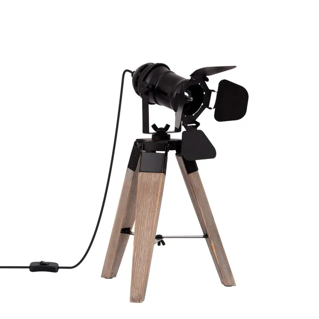 Sklum Cinne Treppiede lampada da tavolo legno nero E14