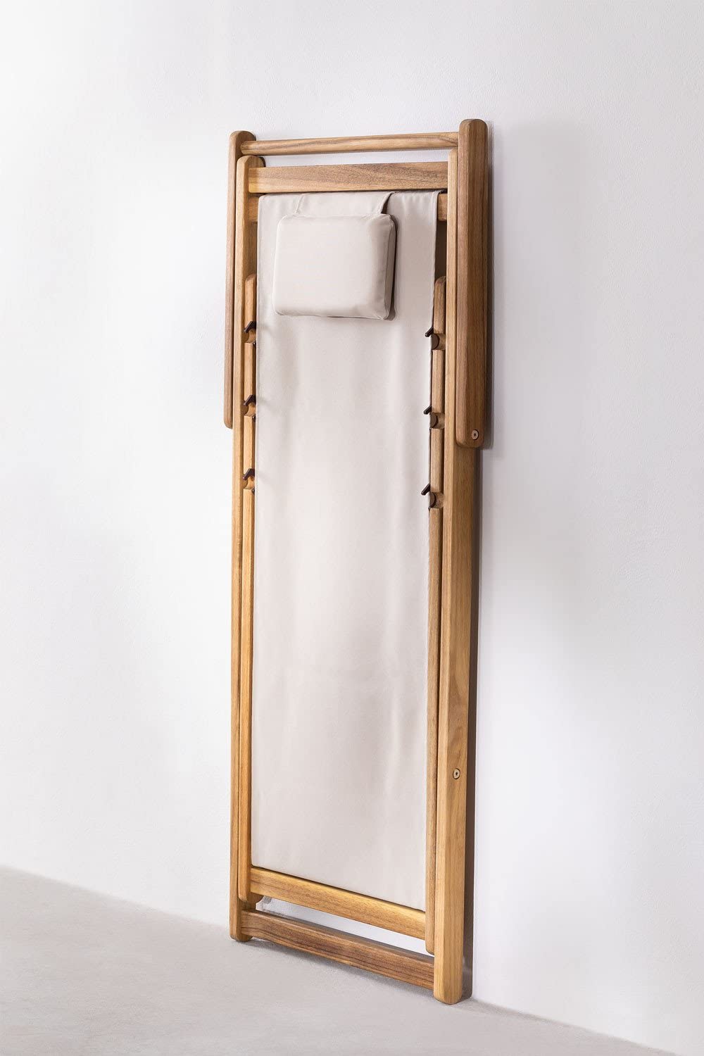 Sklum Kardis Sdraio Pieghevole Legno Nude Beige con Cuscino