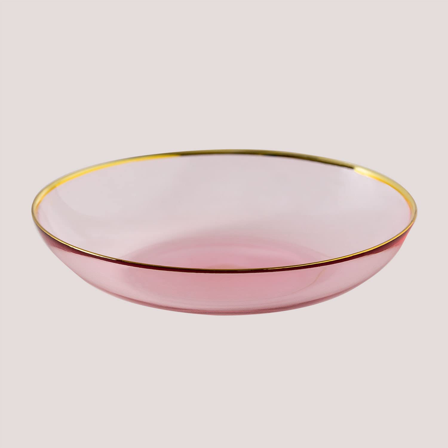 Sklum Candy Set 4 Piatti Fondi Vetro Rosa Oro Ø21